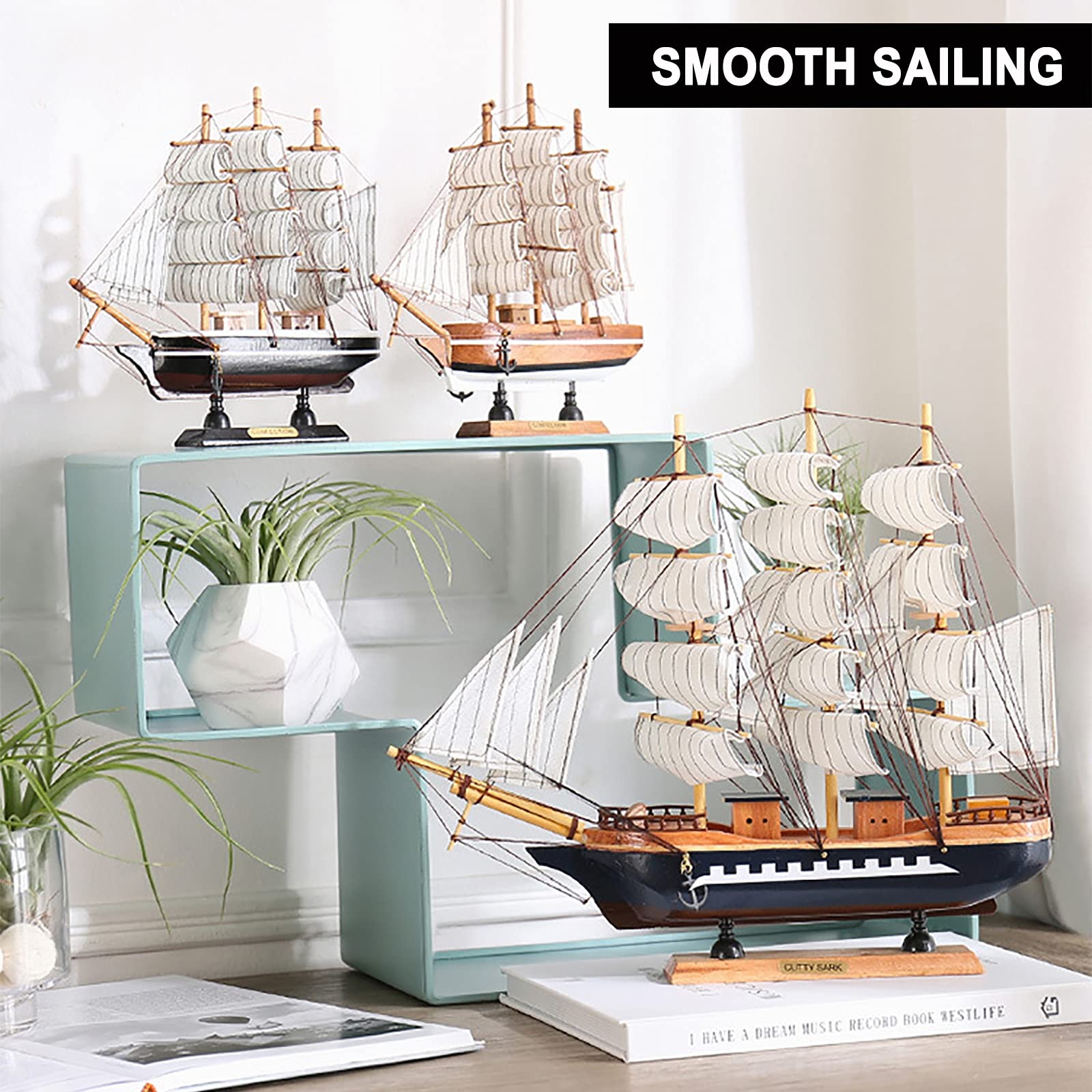 Amazon.co.jp: 木製のミニチュア帆船、ヴィンテージ小型船モデル 3
