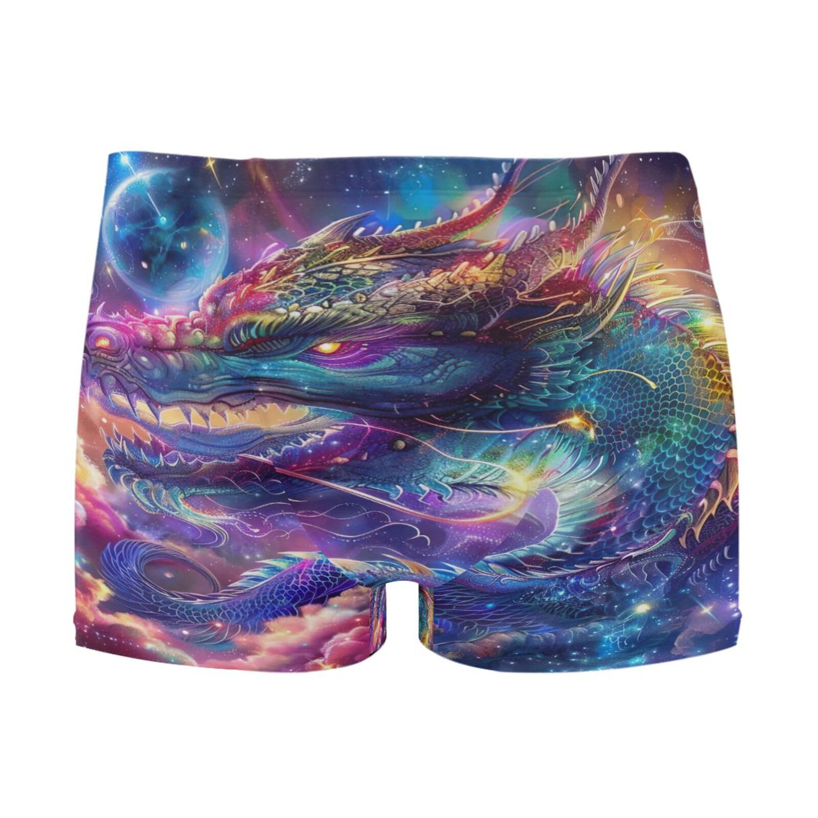 Men's Swim Briefs Colorful Galaxy Dragon Swimsuit Swimwear Swim Trunk Square Leg for Men 3XL 202b5525