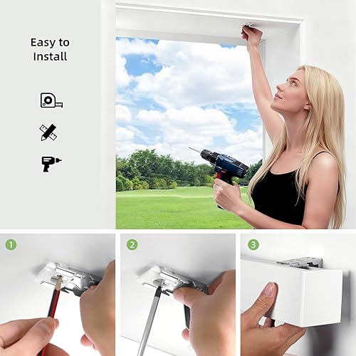 Miniatura 7 de ZSTARR Persiana inteligente motorizada para ventana con control remoto, persiana enrollable opaca automática tamaño personalizable, con cenefa de