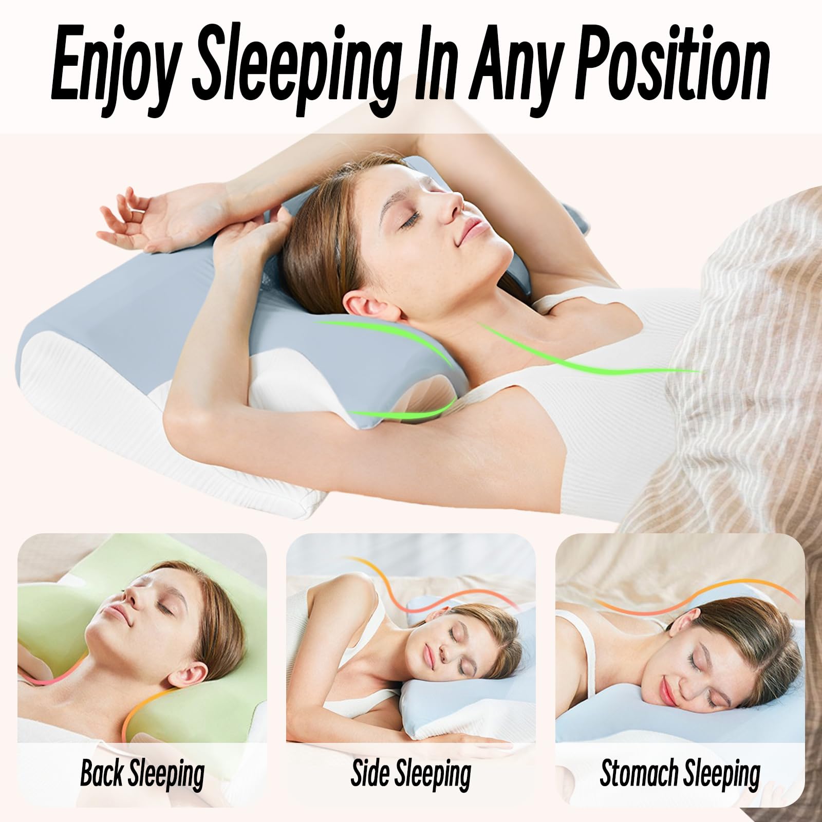Amazon.com: Good Haus Cervical Neck Pillow for Neck Pain, Snoring