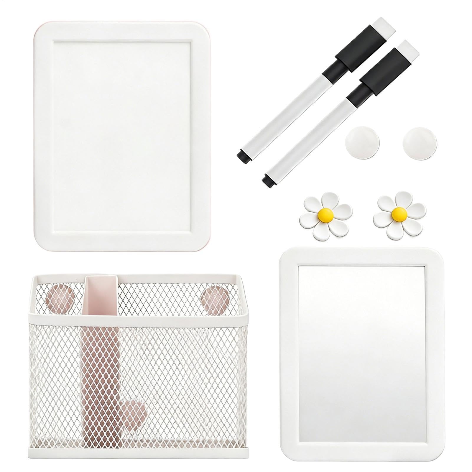 6 Pcs Aesthetic Magnetic Locker Decorations Set, Mirror and Pen Holder Set