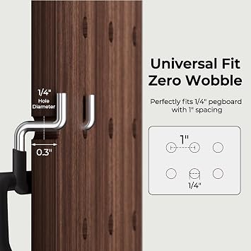 INCLY 10 Pack Heavy Duty Pegboard Hooks, 1/4 Pegboard Drill Holder Tool Utility Hooks, Peg Board Tool Hangers Accessories for Hanging Power Tools, Drill, Hammer, Workbench, Garage