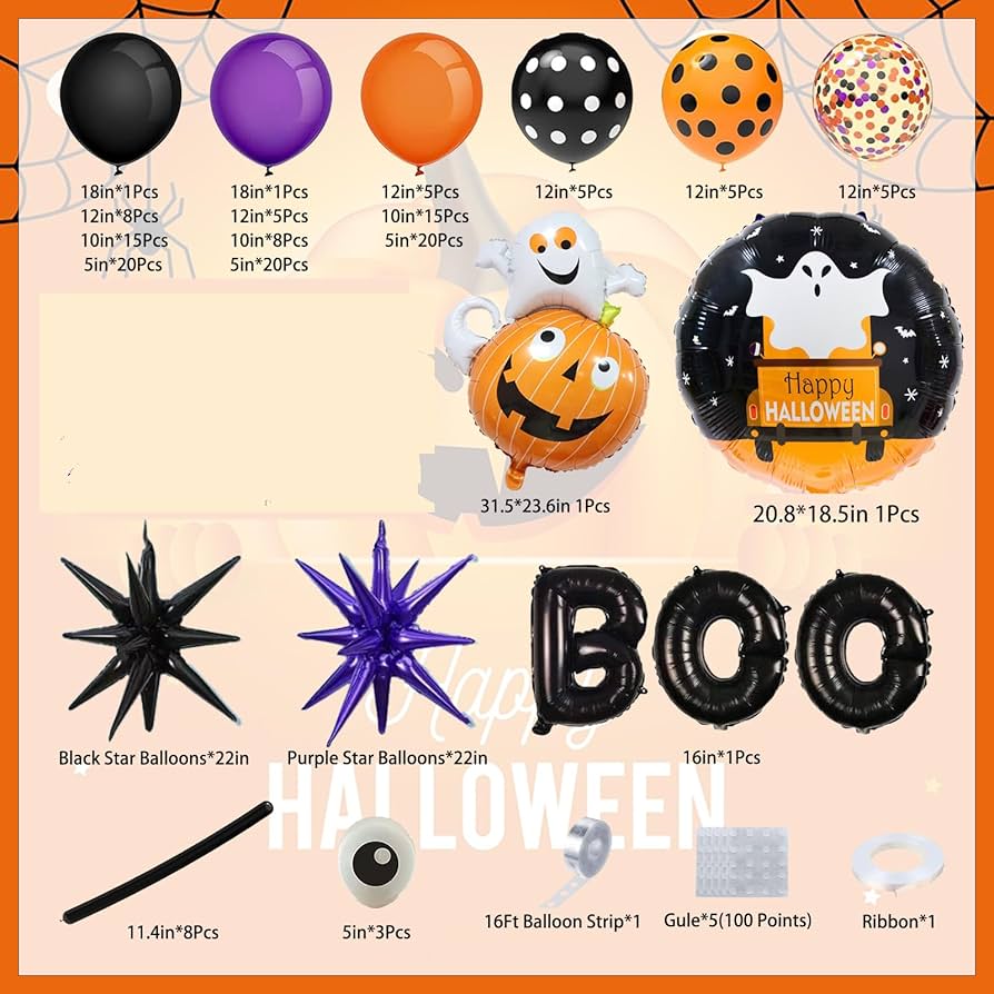 Amazon | ハロウィンバルーンガーランドアーチキット157個