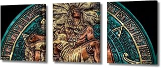 TFIAVSIN Black Wall Pictures Mayan Aztec Warrior Paintings Ancient Mexico Aztec Wall Art 3 Piece Canvas Prints Artwork for Home Walls Modern Decor for Living Room Framed Ready to Hang, 36" Wx16 H