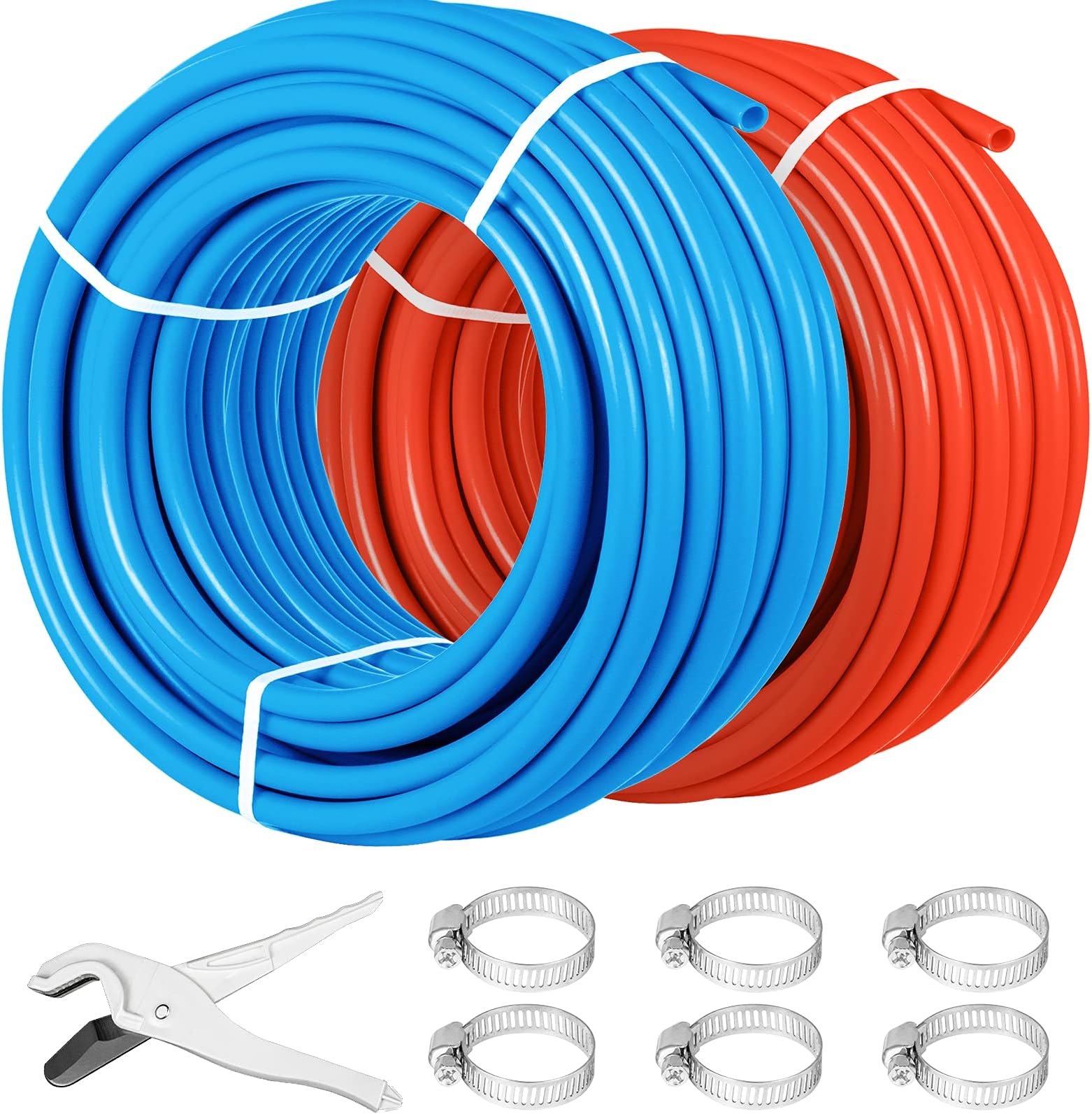 Happybuy PEX Tubing Oxygen Barrier - 2 Rolls of 1/2 Inch X 300 Feet Tube Coil - EVOH PEX-B Pipe for Residential Commercial Radiant Floor Heating Pex Pipe (1/2" O2-Barrier, 2x300Ft/Red+Blue)