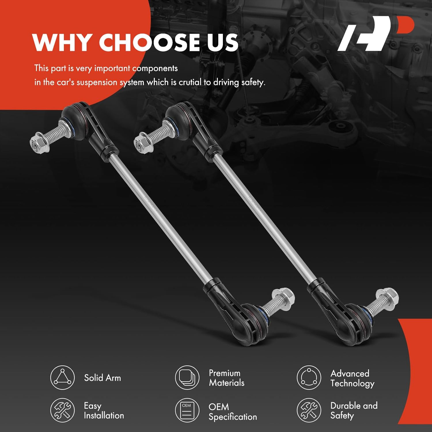 A-Premium 2 x Front Sway Bar Links Stabilizer Bar Links, Compatible with Chevrolet Traverse 18-21, Blazer 19-21, GMC Acadia 17-21, Buick Enclave 18-21, Cadillac XT5 17-21, XT6 20-21