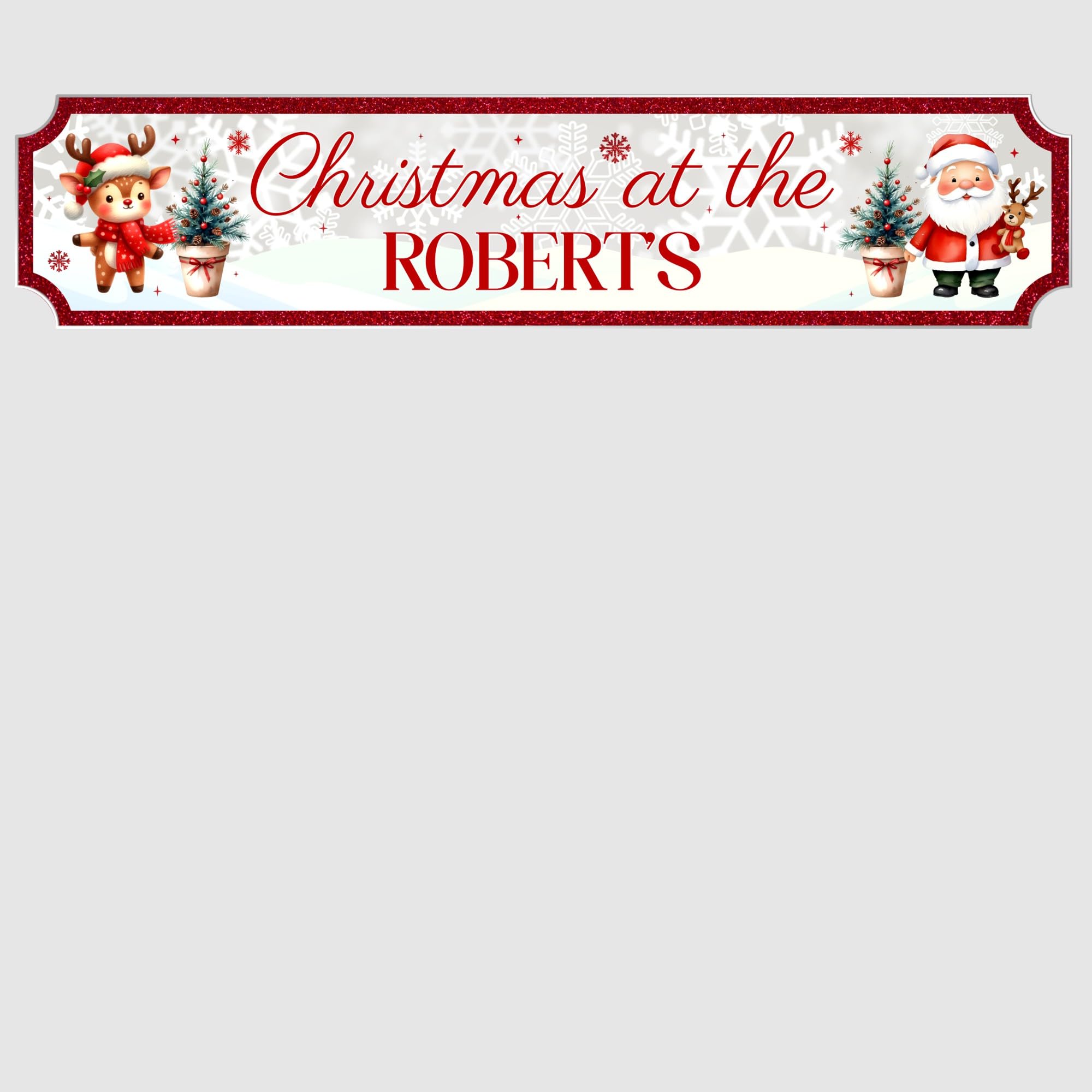 Handmade Personalised Christmas Sign with 10 Designs To Suit Your Decor | 2-Line Custom Text Festive Street Sign Plaque | Ideal Family Present (Red-Santa, Acrylic - Extra Large 590mm x 130mm)