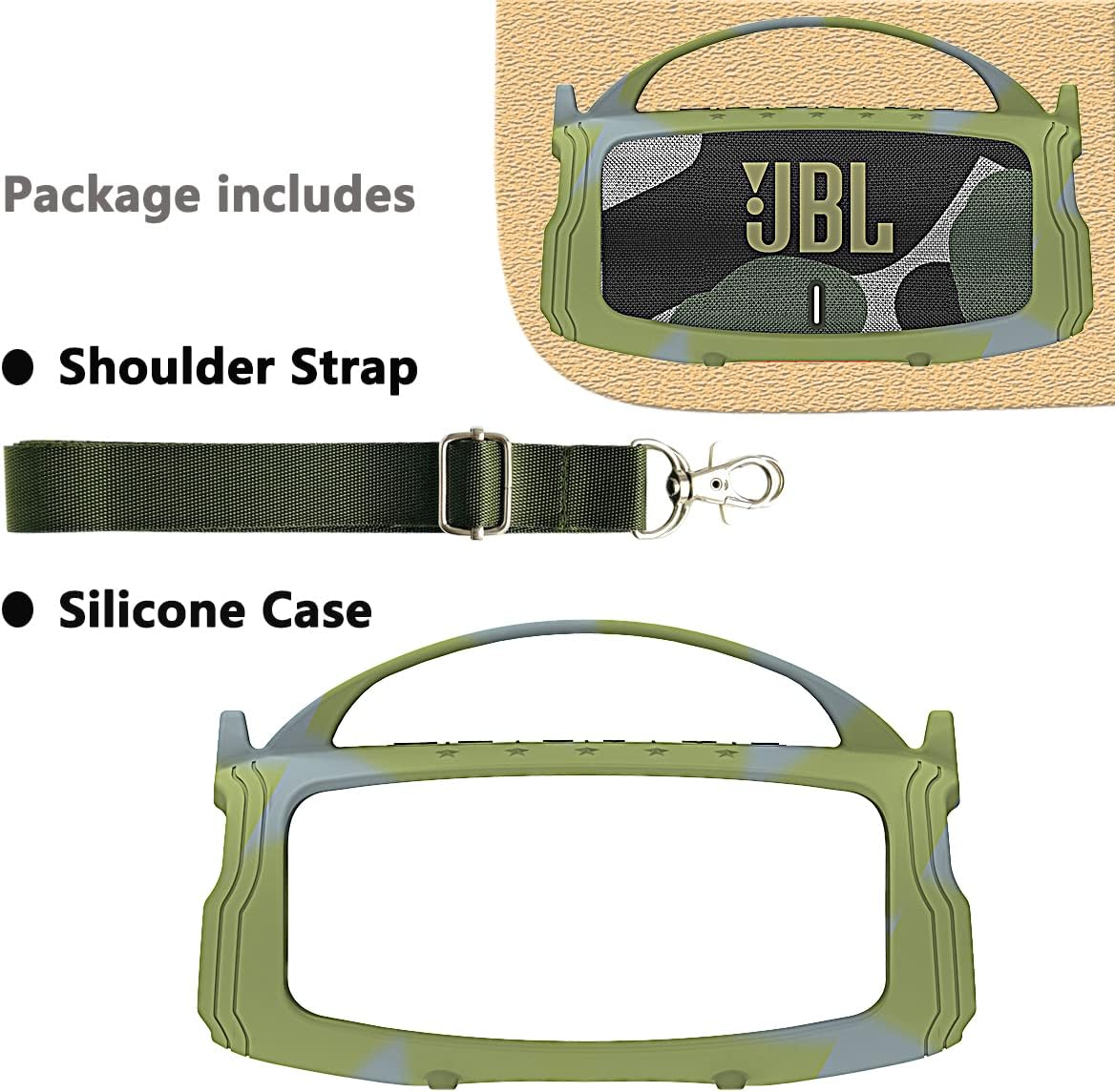 JCHPINE Silicone Cover Case for JBL Charge 5 Portable Bluetooth Speaker, Protective Skin Holder for JBL Charge 5 Speaker Accessories (Camouflage Case, NOT Fit Wi-Fi Version) - Image 2