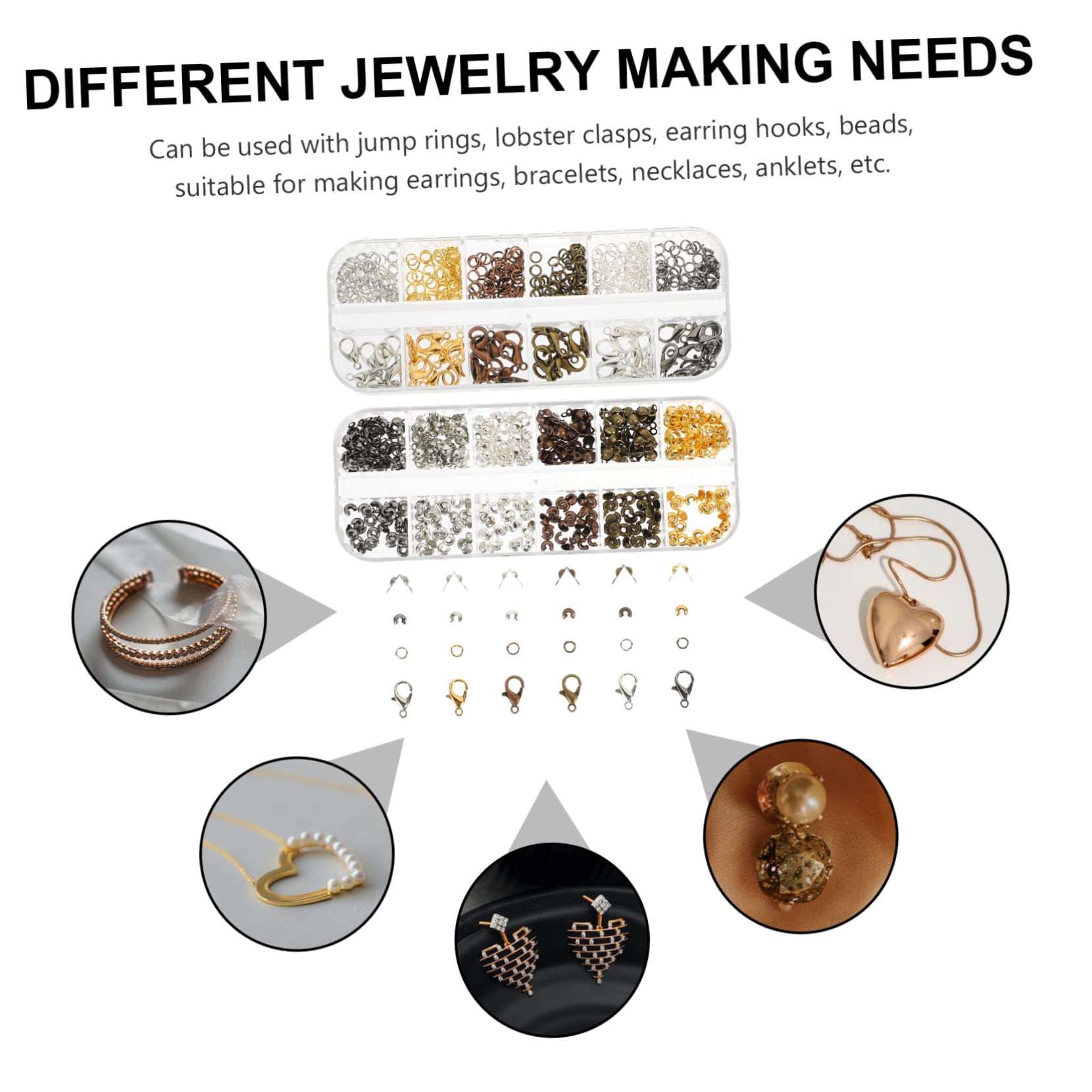 Operitacx 2346piezas Kit De Joyería Anillos De Apertura y Cierres De Langosta Para Creación De Accesorios De Joyería