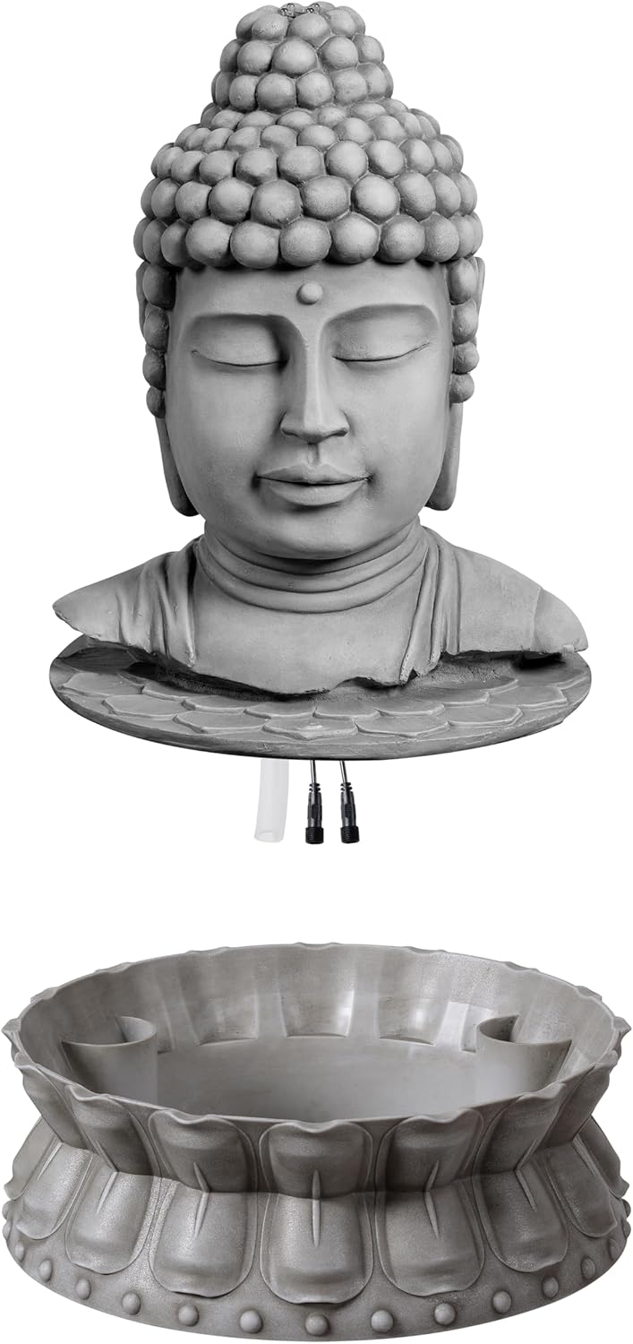 Buddha Water Fountain Outdoor, Zen Garden Fountain with LED Lighting, Serene Buddha Statue for Outdoor Decor, for Mom, Men and Women