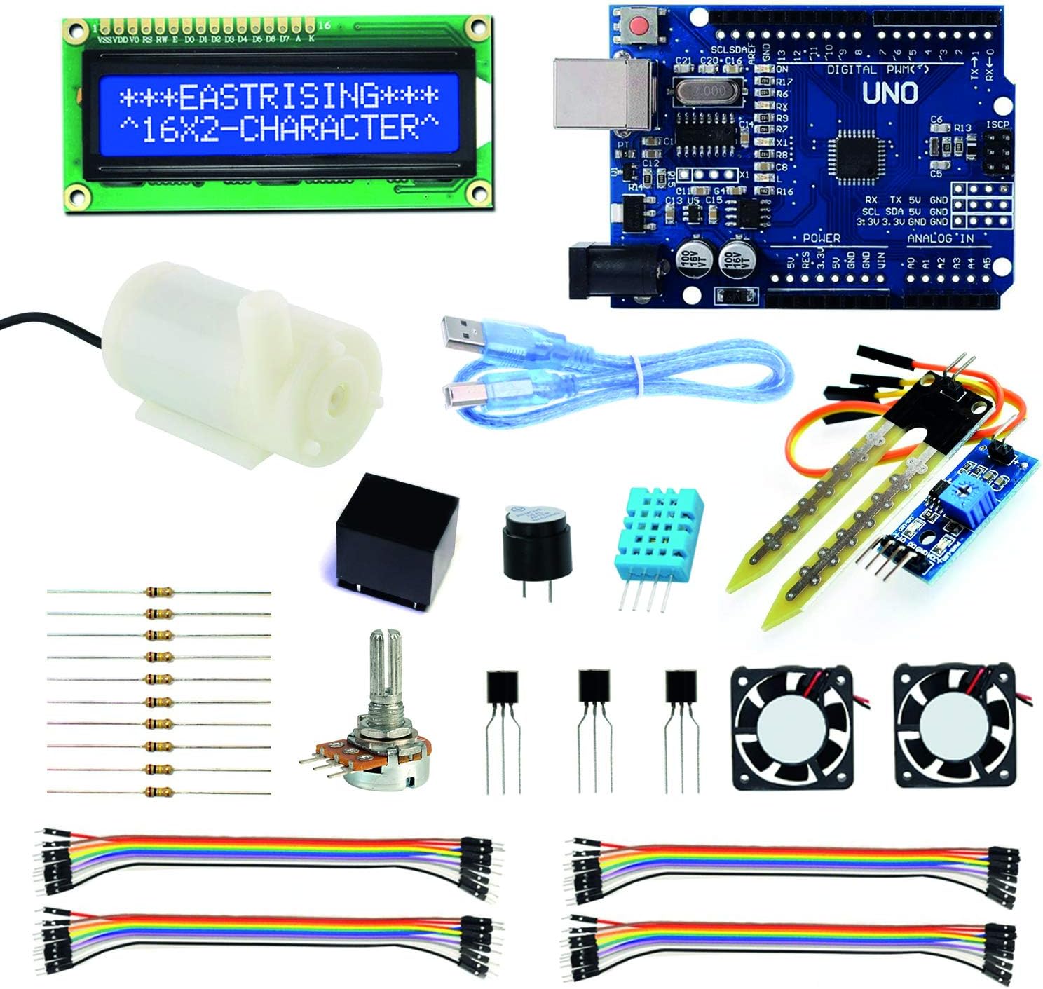 Smart Greenhouse Project Set, Arduino UNO R3, DC Water Pump, 16x2 Character LCD Display, Sensor Module, DHT11, Ultimate Uno Project Super Starter Kit for arduino uno r3
