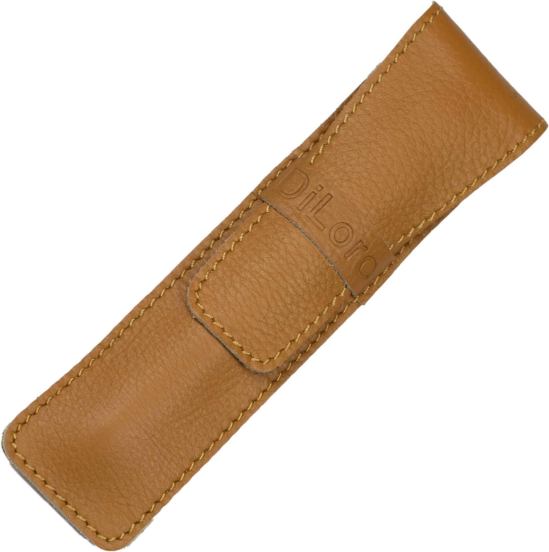 Single Pen Case Holder Sleeve Thick Buffalo Full Grain Leather (Buffalo Light Tan)