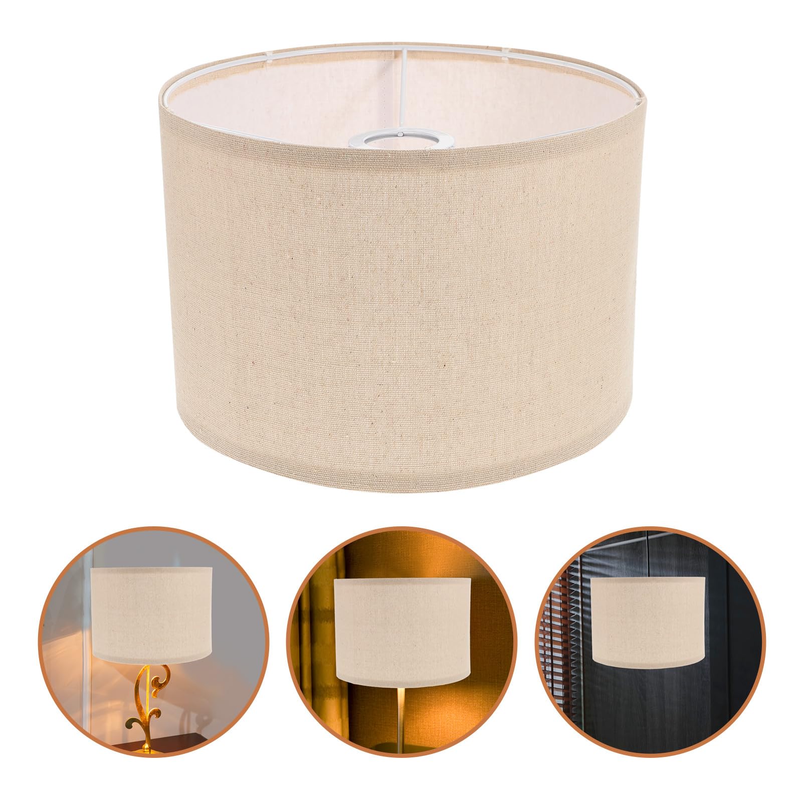 Paralume Grande 50 Cm in Lino Beige per Lampada da Tavolo e Lampada da Terra, Design Staccabile Unico Attacco E27, per Ufficio e Camera da Letto