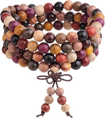 Tibetan Buddhist 108 Natural Wood Beads Mala Rosary Beads Meditation