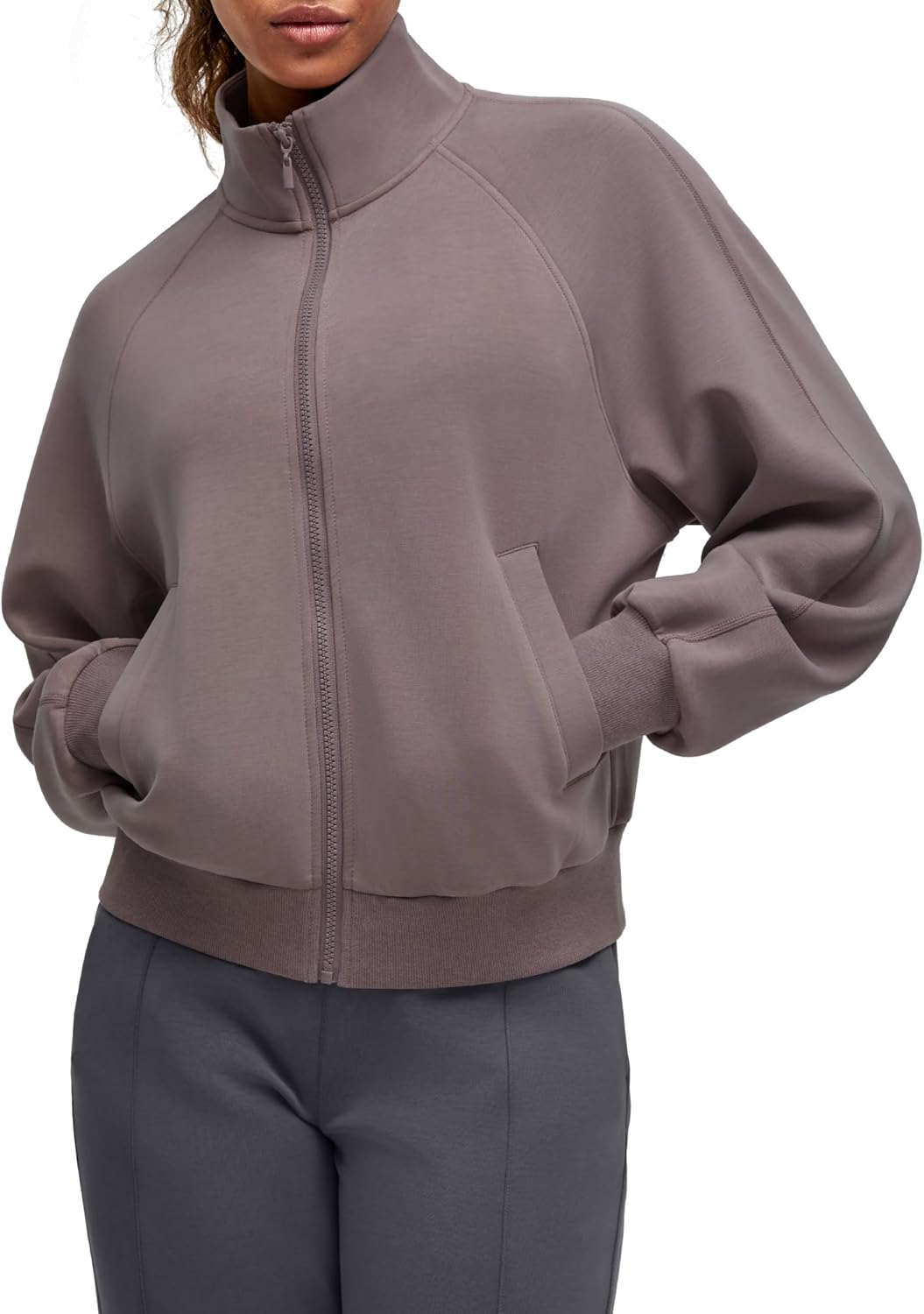 G4Free Smoofit Modal Soft Women's Zip Up Jackets Loose Fit Mock Neck Casual Tops with Pockets - Image 2