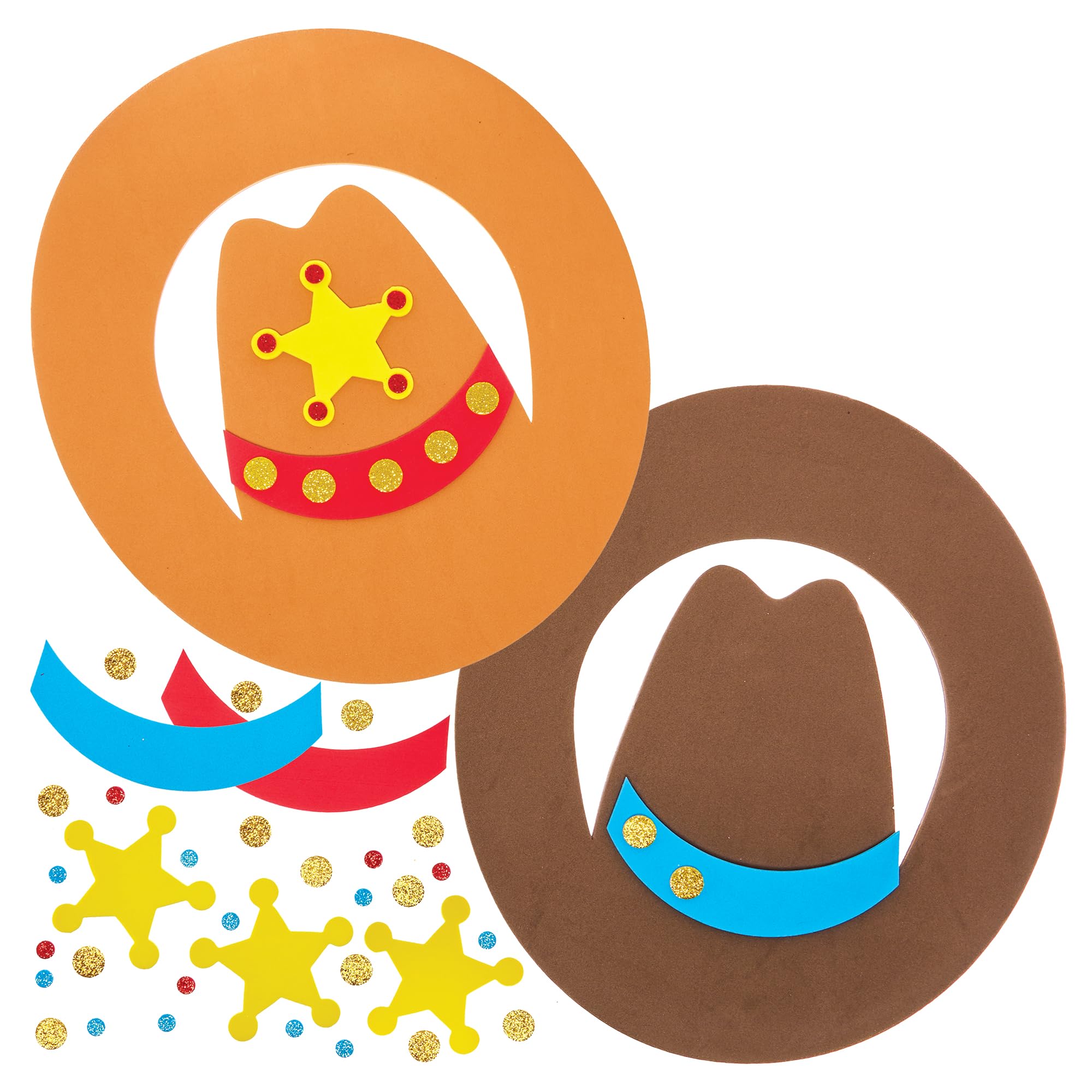 Baker Ross FN017 Cowboy Hat Kits - Pack of 4, Dress up and Pretend Play, Costumes for Kids, Multicolour, 32.5 cm