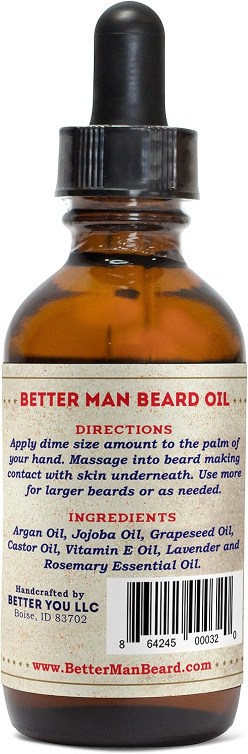 Better Man Beard Original Kit - 3-Piece Beard Grooming Kit with Moisturizing Balm, Conditioning Oil & Sandalwood Comb - KIT-ORG