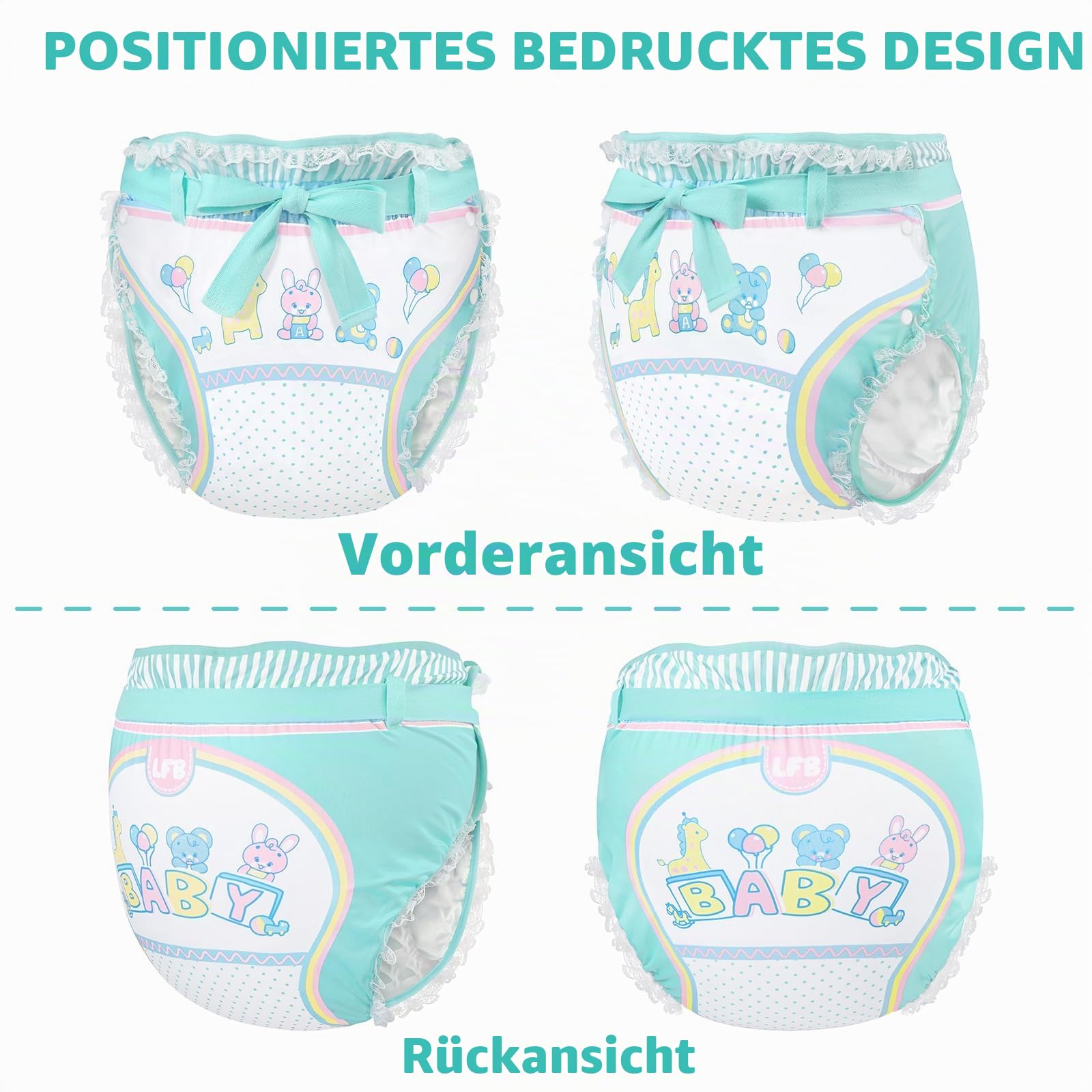 LittleForBig Seidig Erwachsene Band Omutsu Windel Überhose Bezug Waschbar Verstellbar Wiederverwendbar Wasserdicht Windelbezug - Baby Parade Grün L