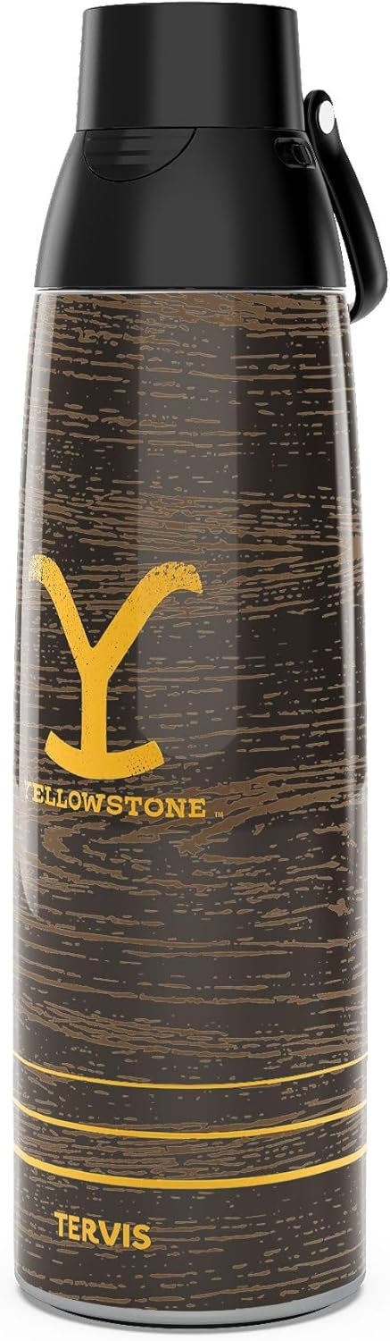 Tervis Venture Water Bottle Yellowstone - Timber Made in USA Double Walled Insulated Tumbler Travel Cup Keeps Drinks Cold & Hot, 36oz, Stainless Steel