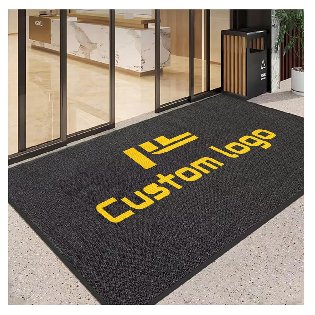 Zerbino Personalizzato con Logo Ingresso Esterno Interno Zerbini Personalizzati Antiscivolo Resistente Sporco Tappetino per Famiglia Società Centri Commerciali,90x120cm