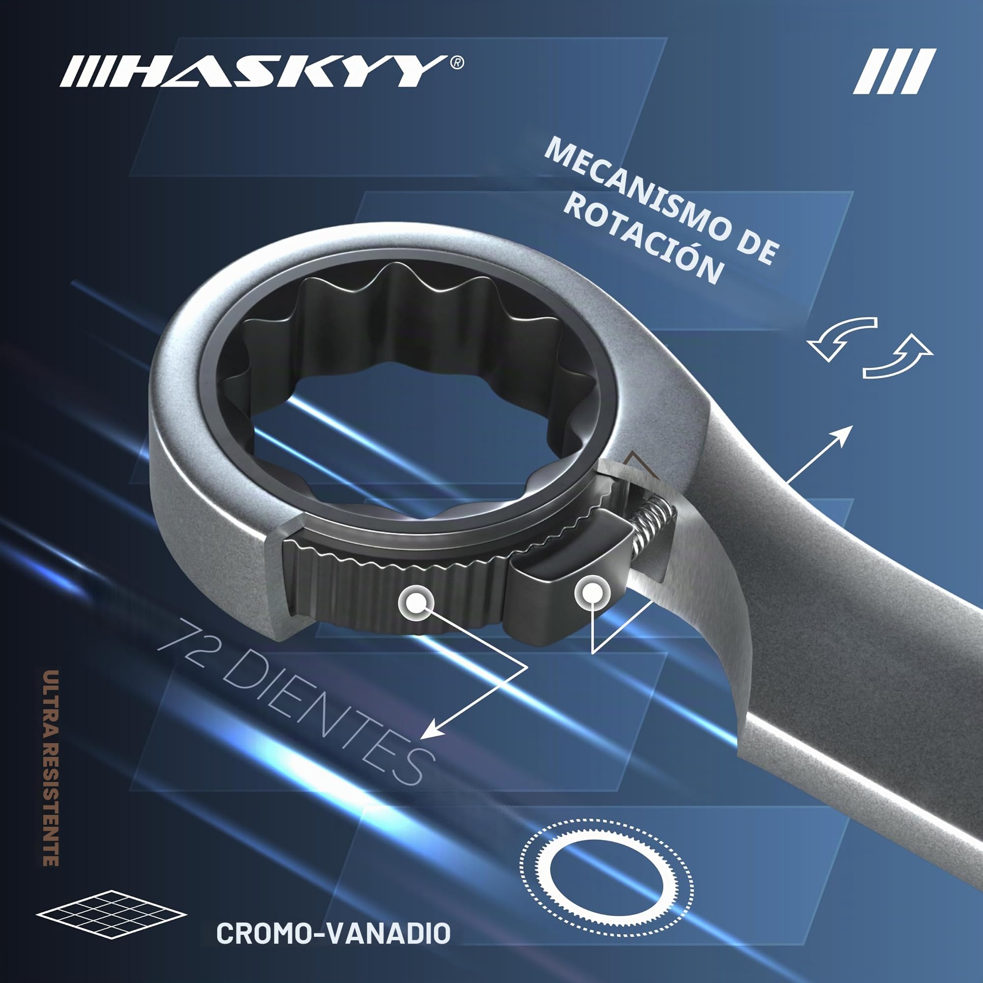 HASKYY Juego de 12 Llaves Combinadas 8-19 mm I en una práctica bolsate