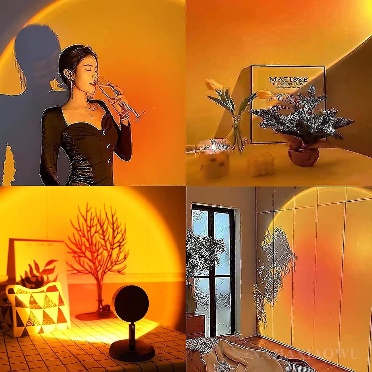 Sunset Projector Lamp, Najiaxiaowu Sunset Projection LED Light, Rainbow Night Light 180 Deg Rotation USB Powered Romantic Sun Light for Self Media Bedroom Background Room Decoration
