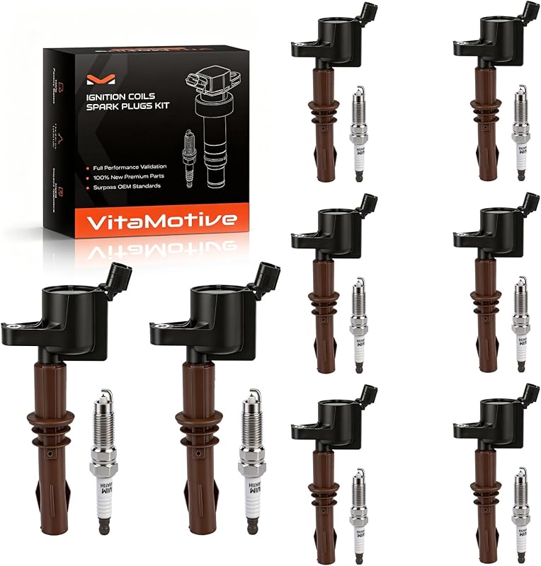 Kit de bobinas de ignição e velas de irídio VitaMotive para Ford e Lincoln – 8 bobinas + 8 velas