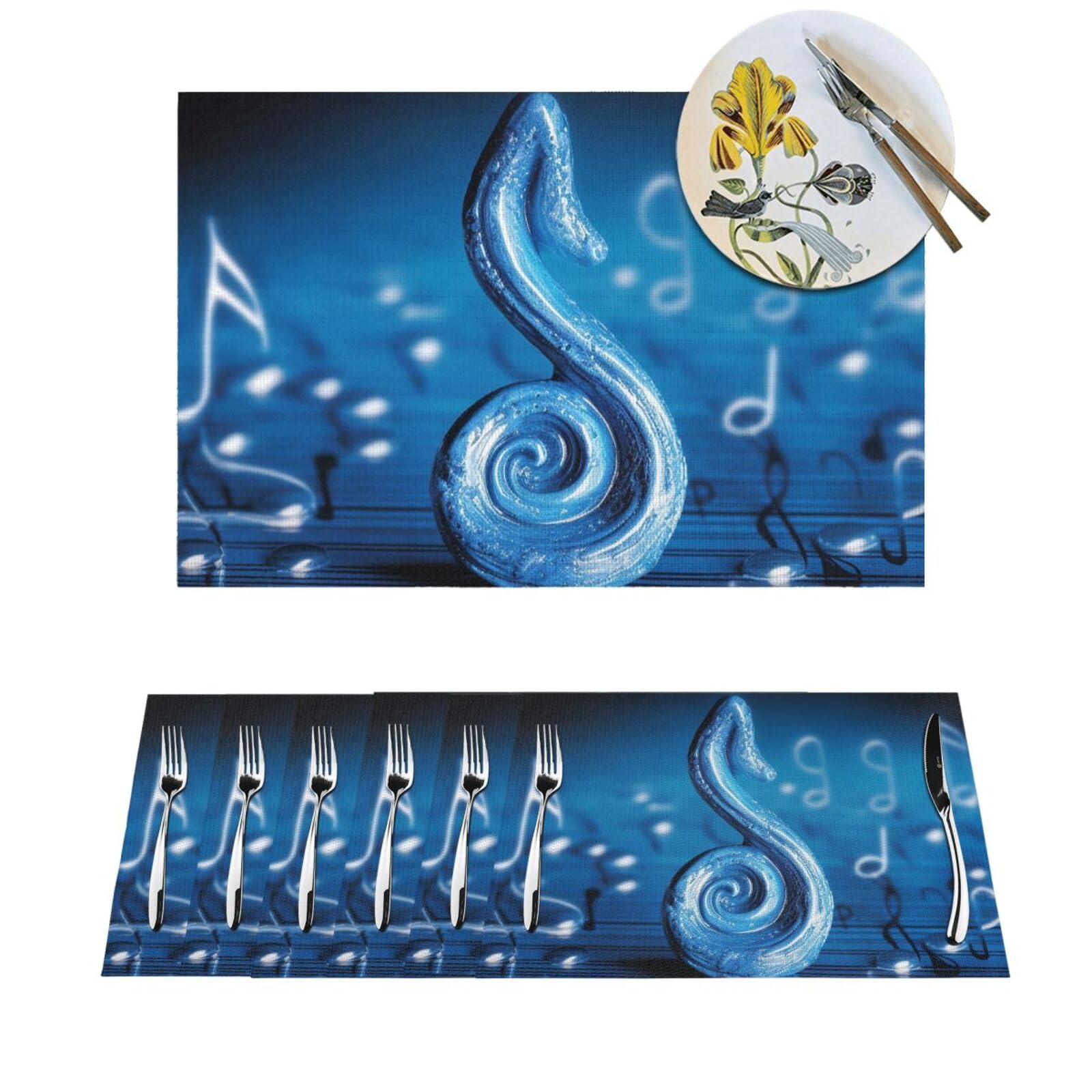Set de table PVC bleu lot de 6 napperons lavables antidérapants pour la salle à manger