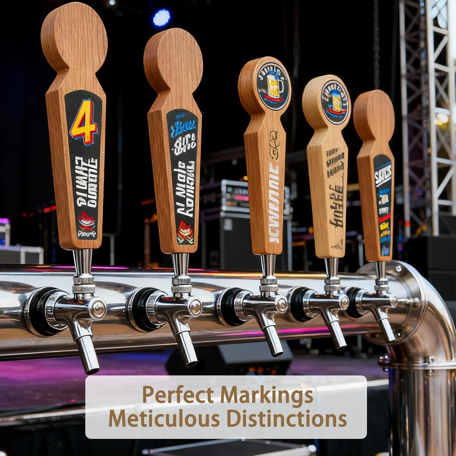 Beer Tap Handle ，8 Keg Tap with 4 Pen Set & Gift Wrapping, Cherry Wood Keg Tap Handle for Kegerator, Homebrew & Bars