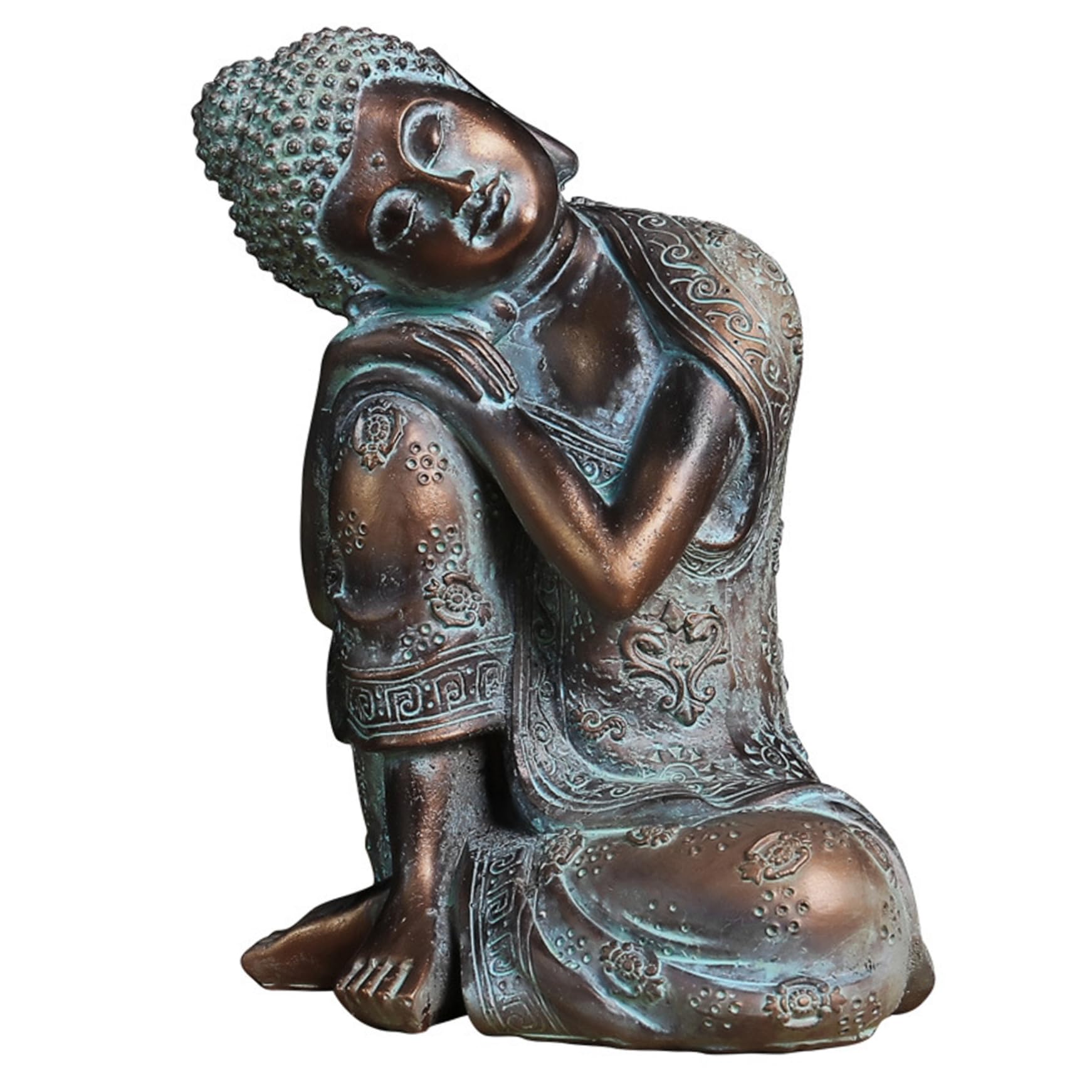 Vistnale Buddha Statue Indoor Resting Buddha Ornaments for the Home 9.5'' Tall Figurine Resin Sleeping Statues Feng Shui Meditation Decor Style 1|Figurines