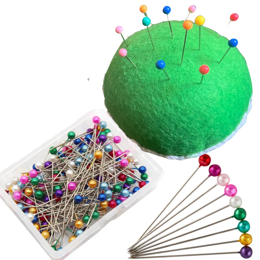 Artonezt Multi-Coloured Nickel Plated Pearl Head Sewing Pins 200 Pcs + Pin Cushion - Wrist Band for Tailor, Dressmaking, Patchwork, Florist, Decoration, Sewing Pins Crafts-image-30