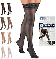 Vista 12 de Truform Medias de compresión transparentes, 15-20 mmHg, longitud alta hasta el muslo para mujer, 20 denier, beige, S