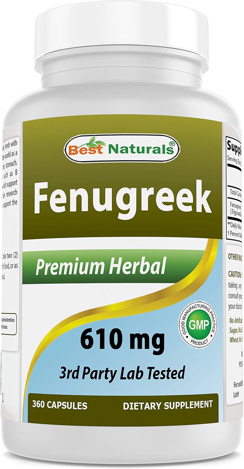 Best Naturals Fenugreek Seed Capsules NonGMO 610 mg 360 Capsules
