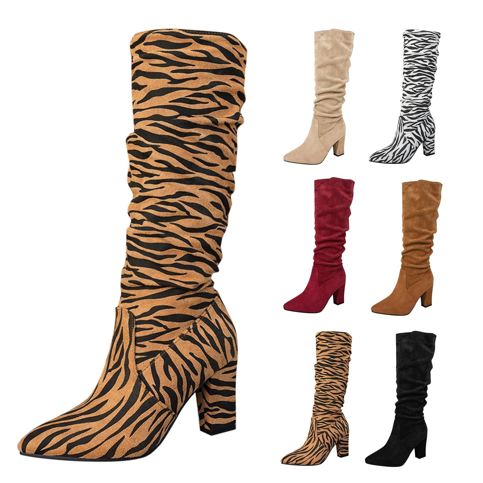 Botas altas hasta la rodilla para mujer, botas de tacón alto de gamuza para mujer, botines ligeros con bordado intrincado, zapatos superiores sintéticos duraderos para trajes de novia a juego, marrón