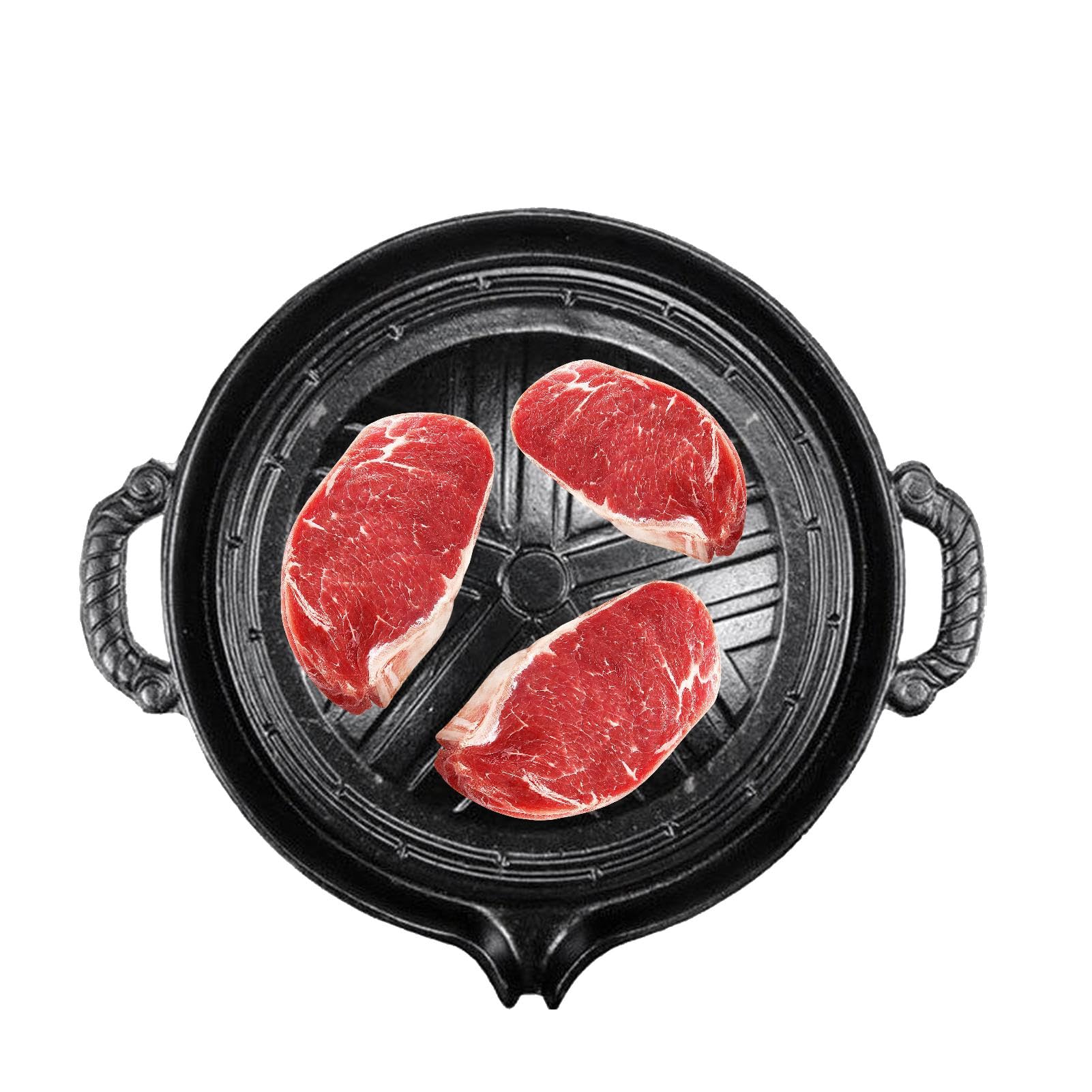 BBQ Cat Iron Grilling Patels, żeliwna patelnia grillowa Patelnia z | Grillowanie talerza smażenia nonstick, 11 -calowa okrągła griddle na do pomieszczenia lub zewnętrznego
