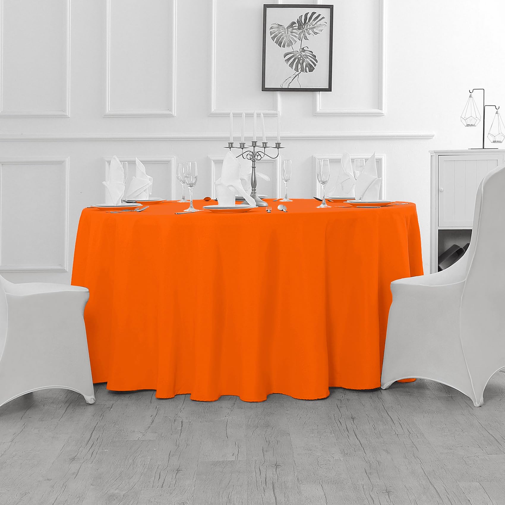 Fokitut Confezione da 6 tovaglie rotonde impermeabili, 274 cm, in poliestere, antimacchia e antipiega, per cucina, sala da pranzo, matrimoni, feste, cene festive, colore avorio