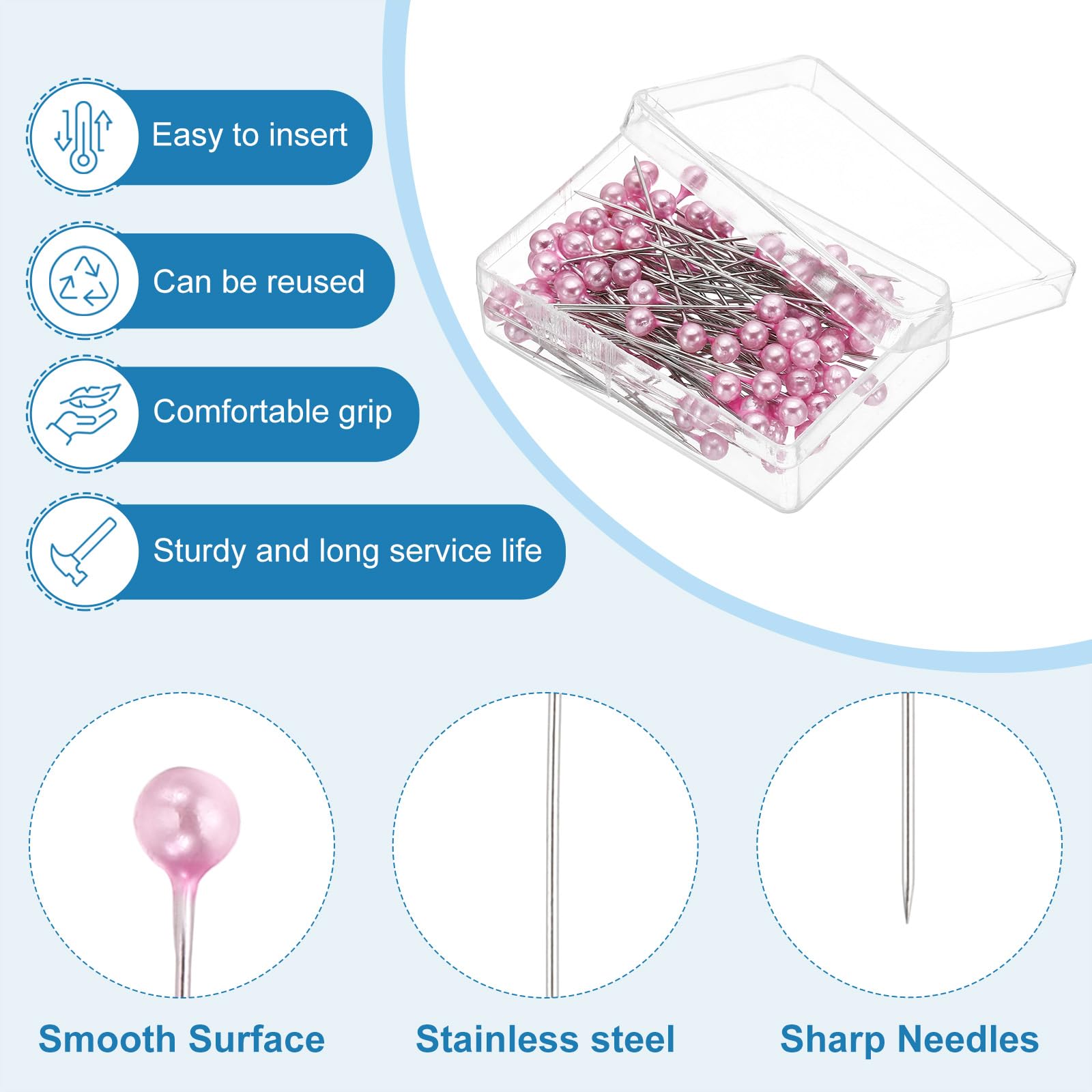 Epingle Couture 300 Épingles De Couture Tête Plate - Acier Nickelé Pour Création Bijoux & Artisanat Kit Création Artisanat