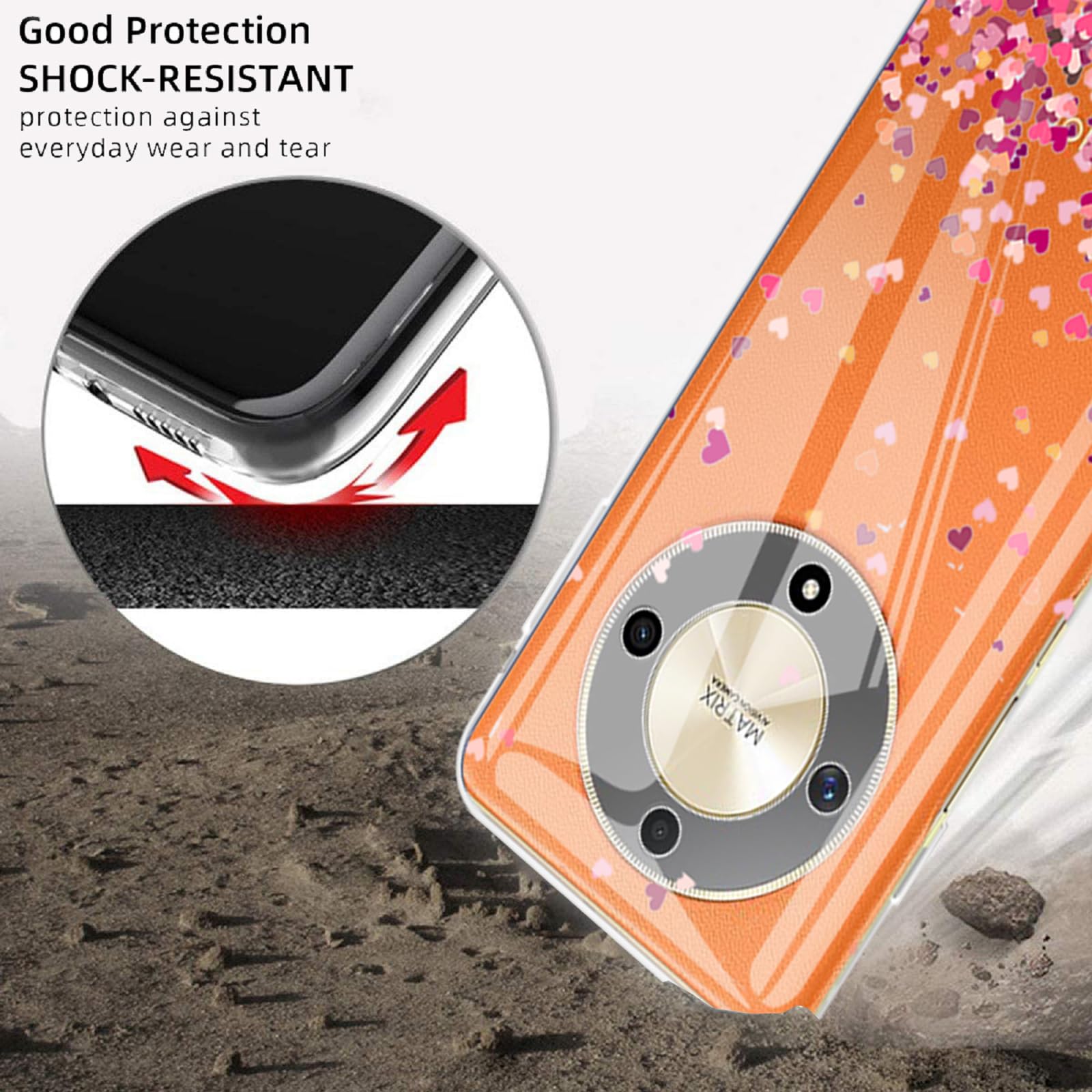 Coiwxmoi Cover per Honor Magic 6 Lite 5G con Cordino 6,78,Trasparente Custodia con Laccio Tracolla Corda Catena Cinghia,Ultra Morbido Silicone TPU Antiurto Case per Magic 6 Lite 5G, Oro Rosa