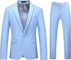 Conjunto de 2 peças de smoking masculino slim fit, jaqueta e calça de um botão para casamento, formatura e eventos formais