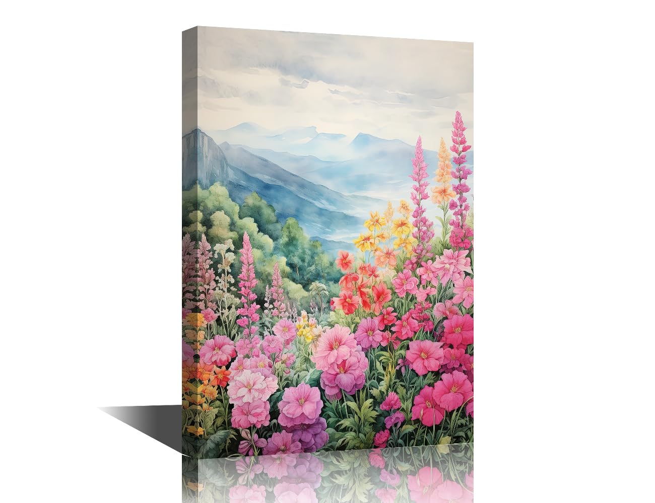 TISHIRON Nature and Flowers Wall Art for Living Room Flowers Wall Decor Pink Flowers Canvas Painting Floral Wall Decor Flower Posters Decorations for Bedroom Kitchen 24" Wx36 Hx1 Panel