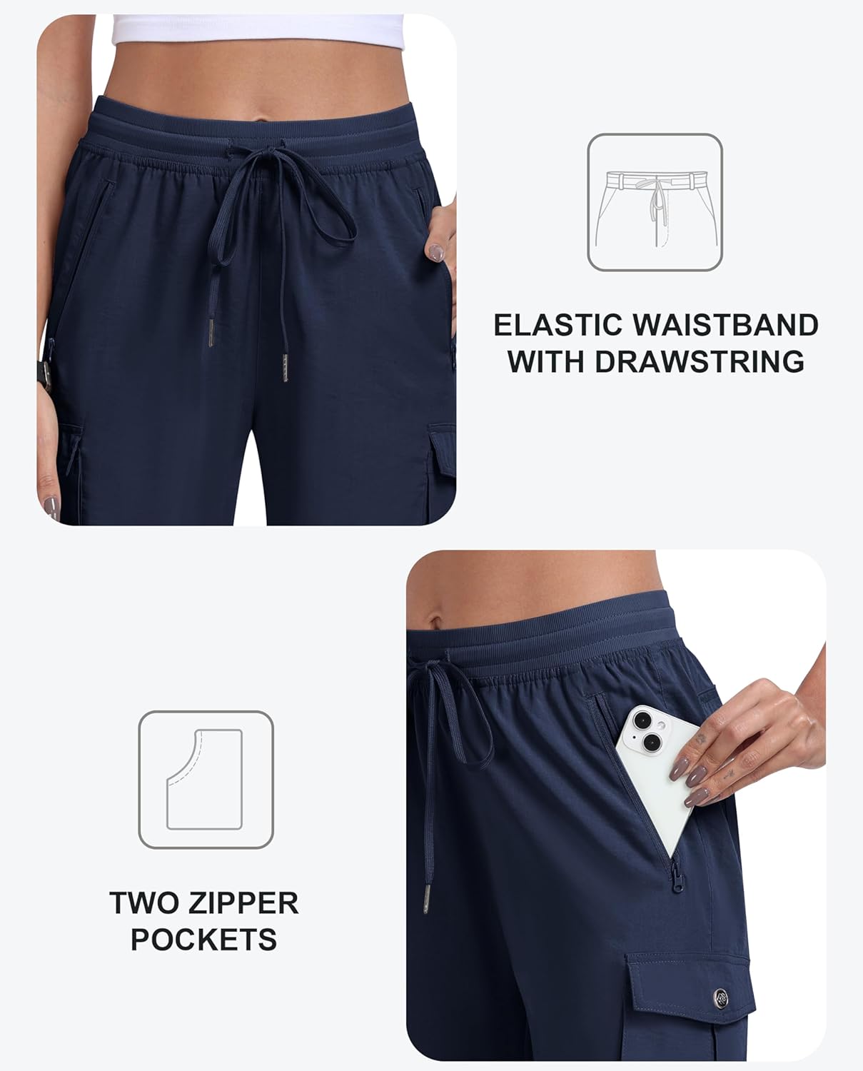 MoFiz Women's Cargo Shorts Quick Dry Athletic Shorts Lightweight Running Summer Hiking Shorts with Pockets - Image 4