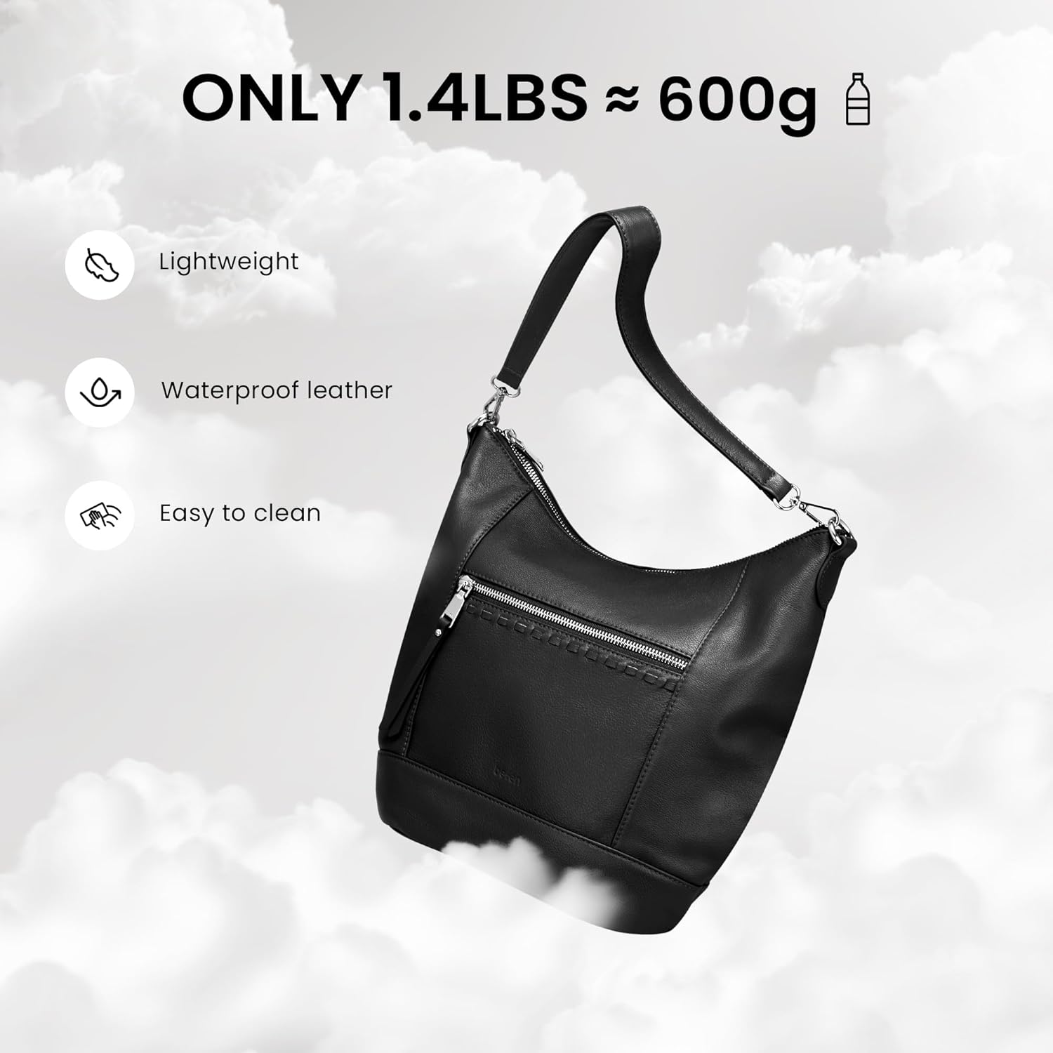 befen Genuine Leather Crossbody Hobo Purse for Women Soft Lightweight Leather Handbags with 2 Removable Straps - Image 6