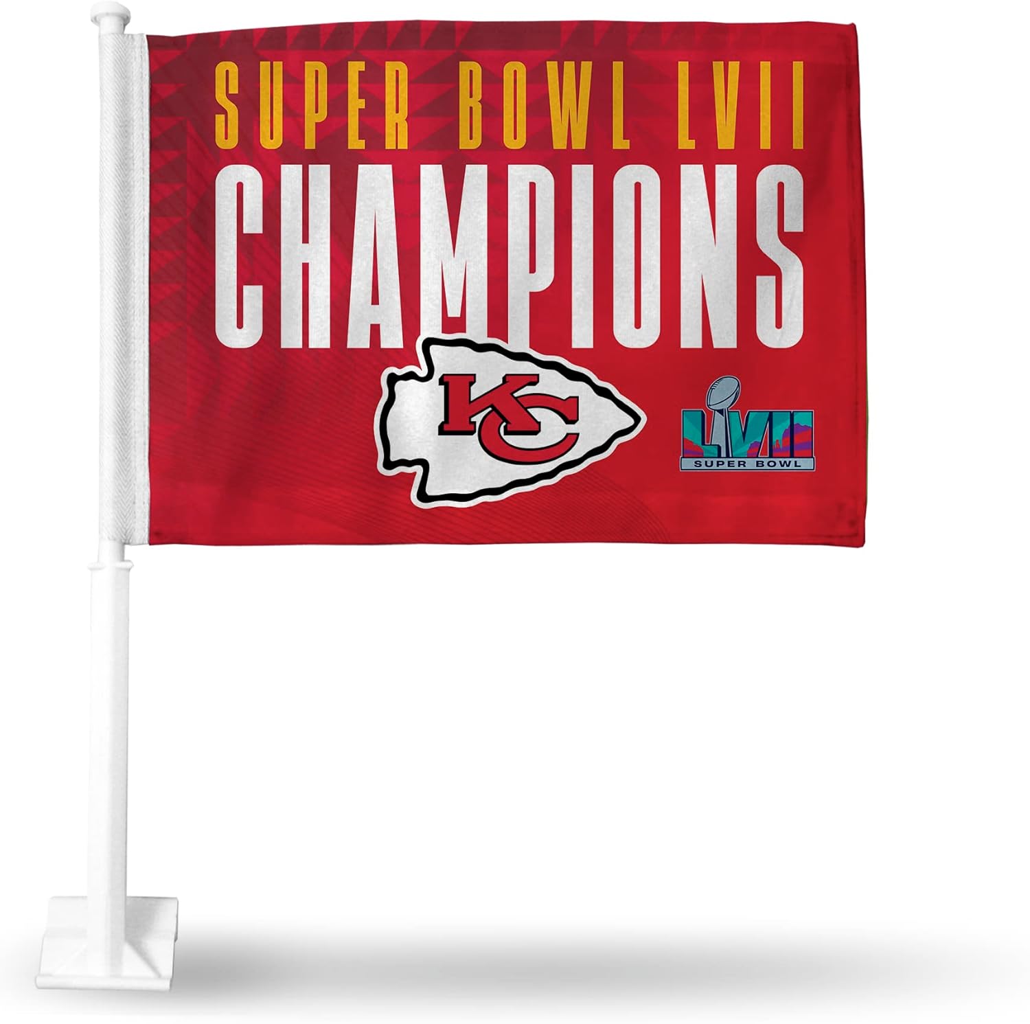 Rico Industries NFL Football Super Bowl Champions Alternate Double Sided Car Flag - 16" x 19" - Strong Pole that Hooks Onto Car/Truck/Automobile