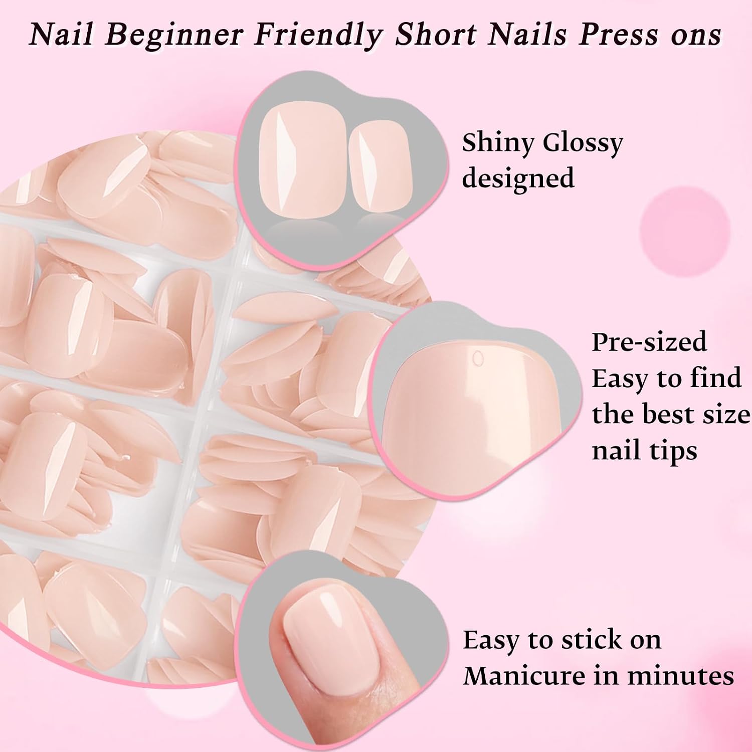 240pc Pale Nude Press on Nails Short Squoval Fake Nails with Glue Tabs, Extra Short Nails Press on Nail Square Round Glue on Nail Nude Acrylic Nail XS False Nail Women Artificial Fingernails Kit