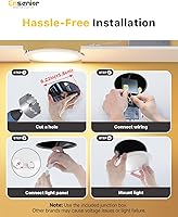 Vista 6 de Ensenior 16 Pack 6 Inch LED Recessed Ceiling Light, Dimmable, 6000K Clear White, 1050LM 12W 120V, High Brightness Canless Wafer Downlight
