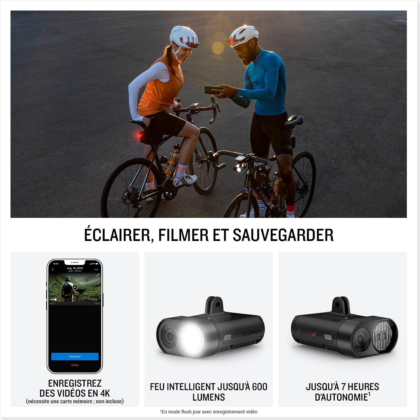Garmin Varia Vue - Feu avant pour vélo avec caméra 4K intégrée