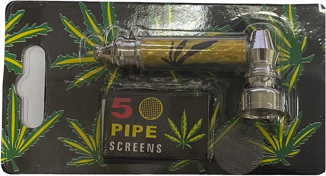 Metal Smoking Pipe with Screens - Assorted Colours (Small)