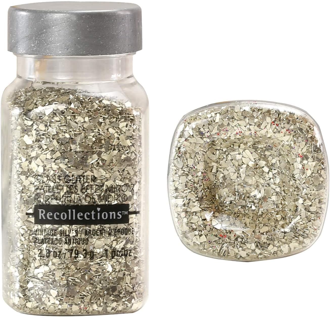 Recollections Vintage Silver Glass Glitter, 12 Pack