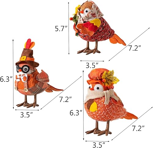 Miniatura 2 de Decoraciones de Acción de Gracias, pájaros de Acción de Gracias, decoraciones de cosecha de otoño, juego de 3 hojas de arce de girasol de otoño para