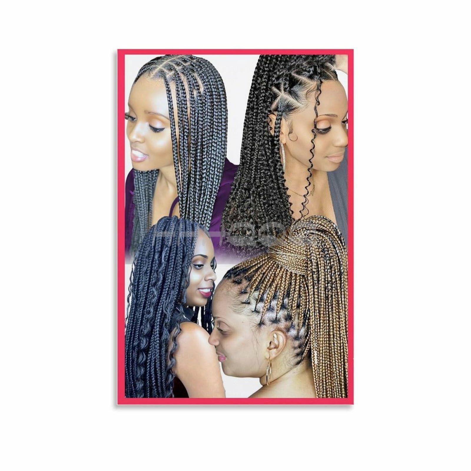 FNWERT Hair Braiding Poster for African Salon (8) Canvas Painting Wall Art for Bedroom Living Room Decor 16x24inch (40x60cm)